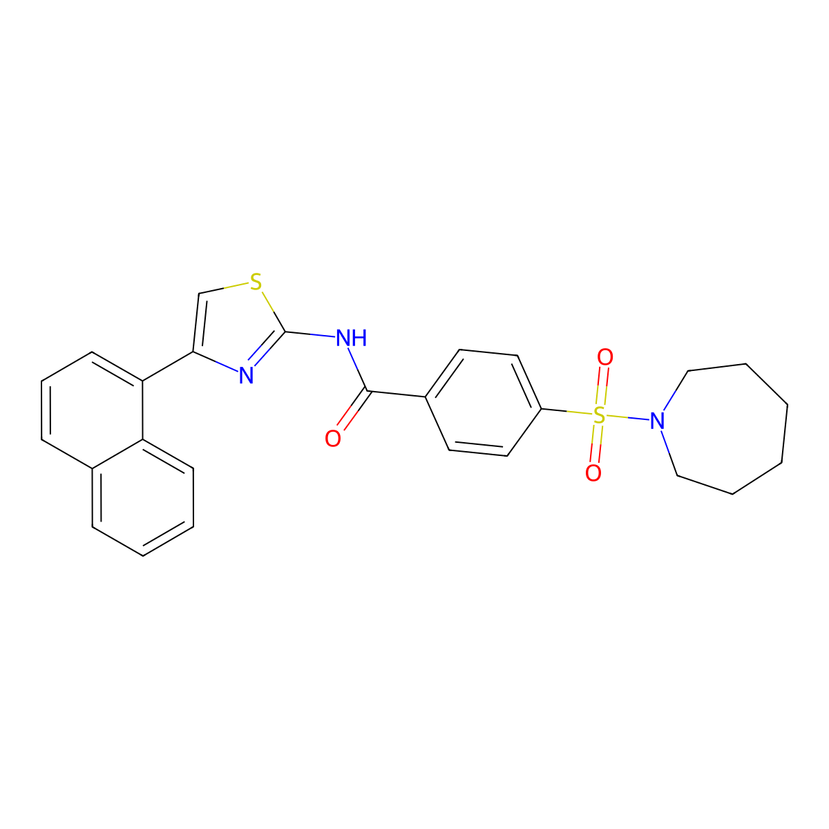 4-(azepan-1-ylsulfonyl)-N-(4-(naphthalen-1-yl)thiazol-2-yl)benzamide molecular structure, CAS 325725-35-7