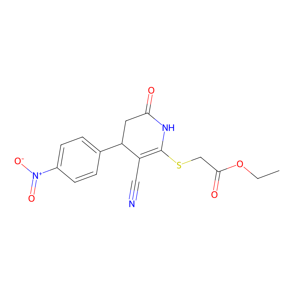 Ethyl {[3-cyano-6-hydroxy-4-(4-nitrophenyl)-4,5-dihydropyridin-2-yl]sulfanyl}acetate molecular structure, CAS 325725-40-4