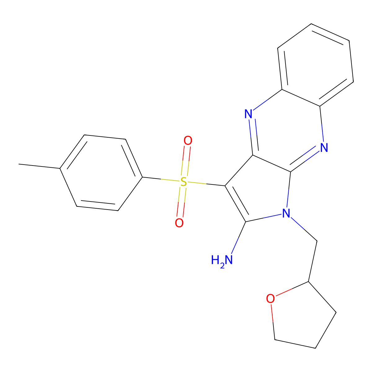 3-(4-methylbenzenesulfonyl)-1-[(oxolan-2-yl)methyl]-1H-pyrrolo[2,3-b]quinoxalin-2-amine molecular structure, CAS 325725-82-4
