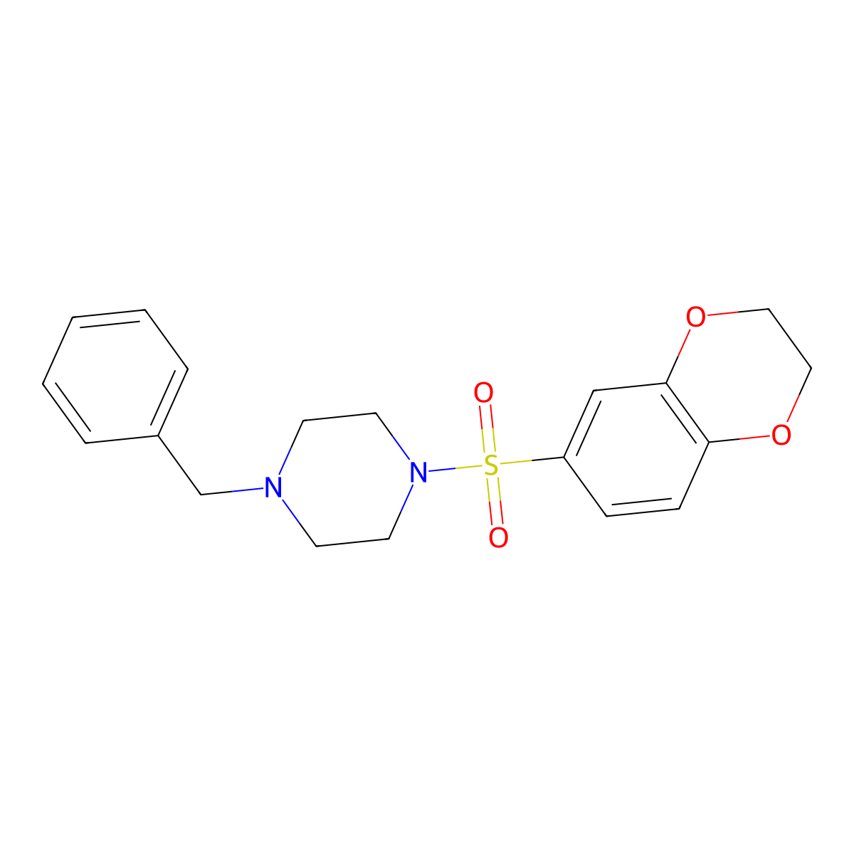1-Benzyl-4-(2,3-dihydro-1,4-benzodioxin-6-ylsulfonyl)piperazine molecular structure, CAS 325725-93-7