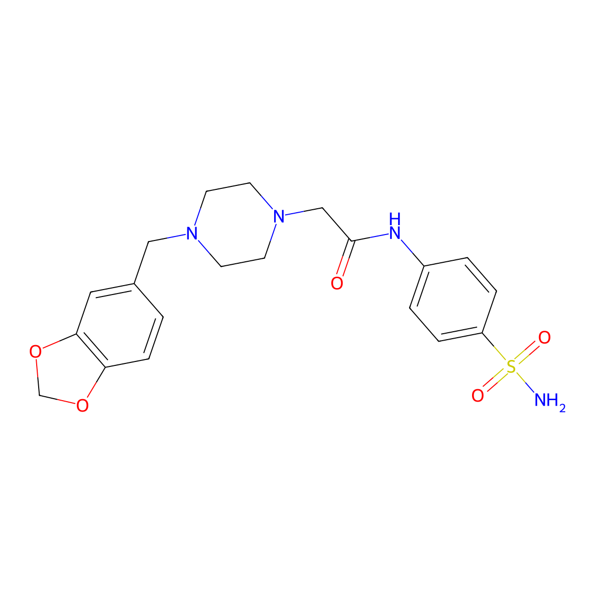 2-[4-(1,3-benzodioxol-5-ylmethyl)piperazin-1-yl]-N-(4-sulfamoylphenyl)acetamide molecular structure, CAS 325729-20-2