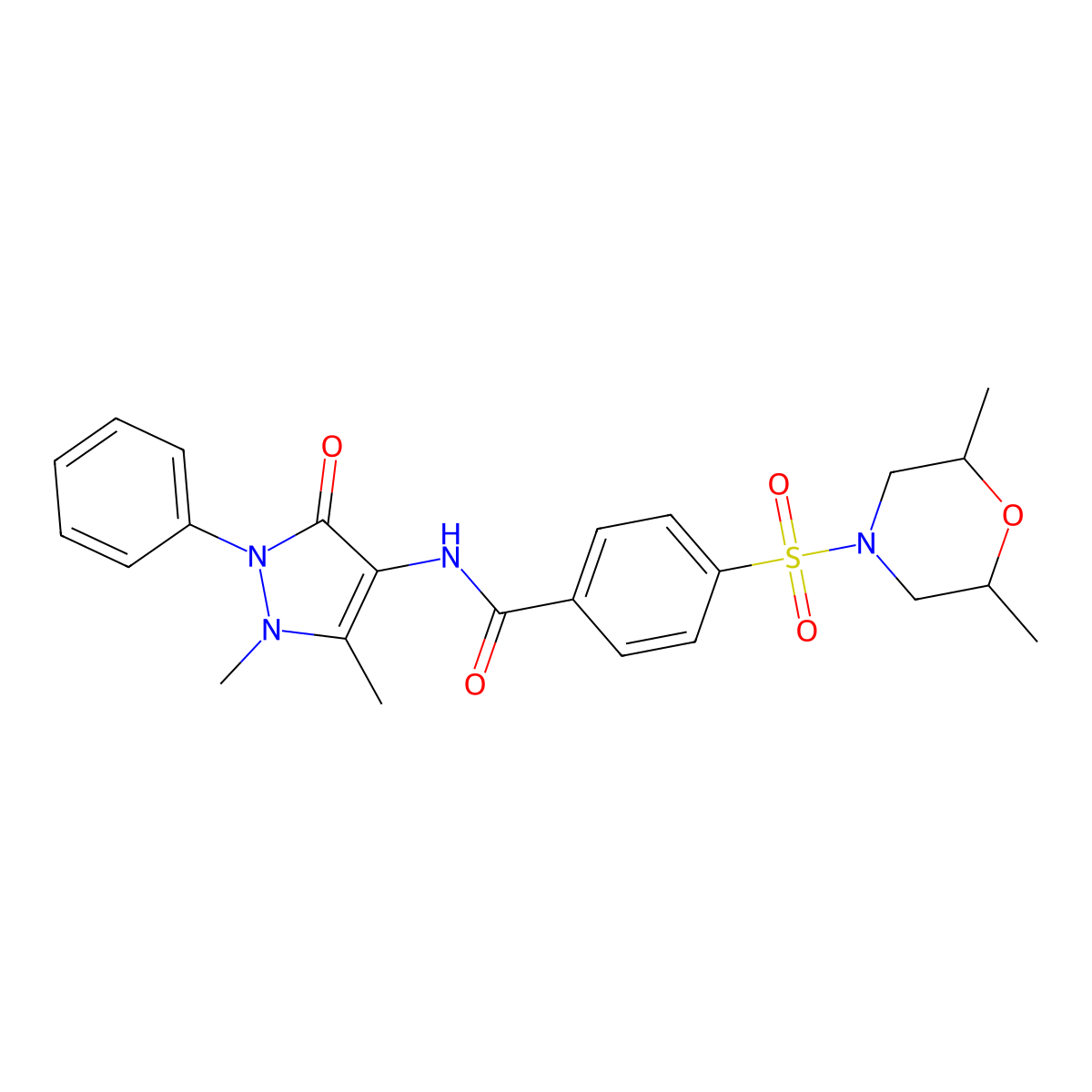 4-(2,6-dimethylmorpholin-4-yl)sulfonyl-N-(1,5-dimethyl-3-oxo-2-phenylpyrazol-4-yl)benzamide molecular structure, CAS 325729-50-8