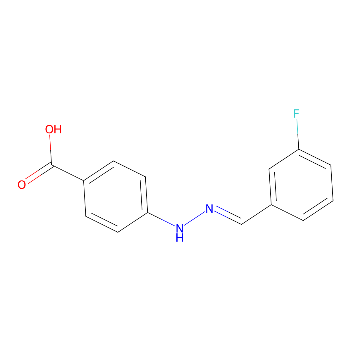 4-{2-[(3-Fluorophenyl)methylidene]hydrazin-1-yl}benzoic acid molecular structure, CAS 325729-60-0