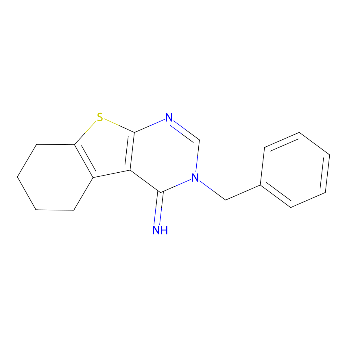 3-benzyl-5,6,7,8-tetrahydro[1]benzothieno[2,3-d]pyrimidin-4(3H)-imine molecular structure, CAS 325729-78-0