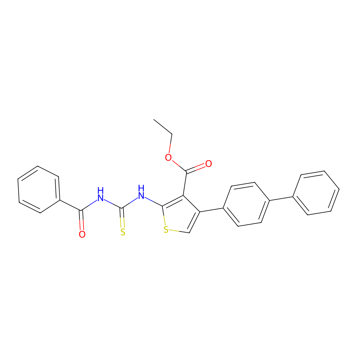 Ethyl 4-(biphenyl-4-yl)-2-{[(phenylcarbonyl)carbamothioyl]amino}thiophene-3-carboxylate molecular structure, CAS 325729-89-3