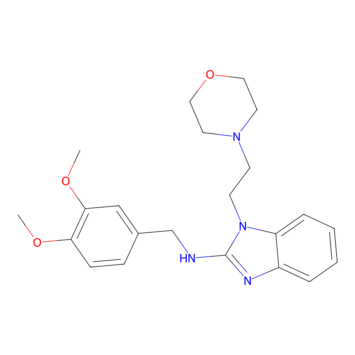 N-[(3,4-dimethoxyphenyl)methyl]-1-(2-morpholin-4-ylethyl)benzimidazol-2-amine molecular structure, CAS 325729-91-7