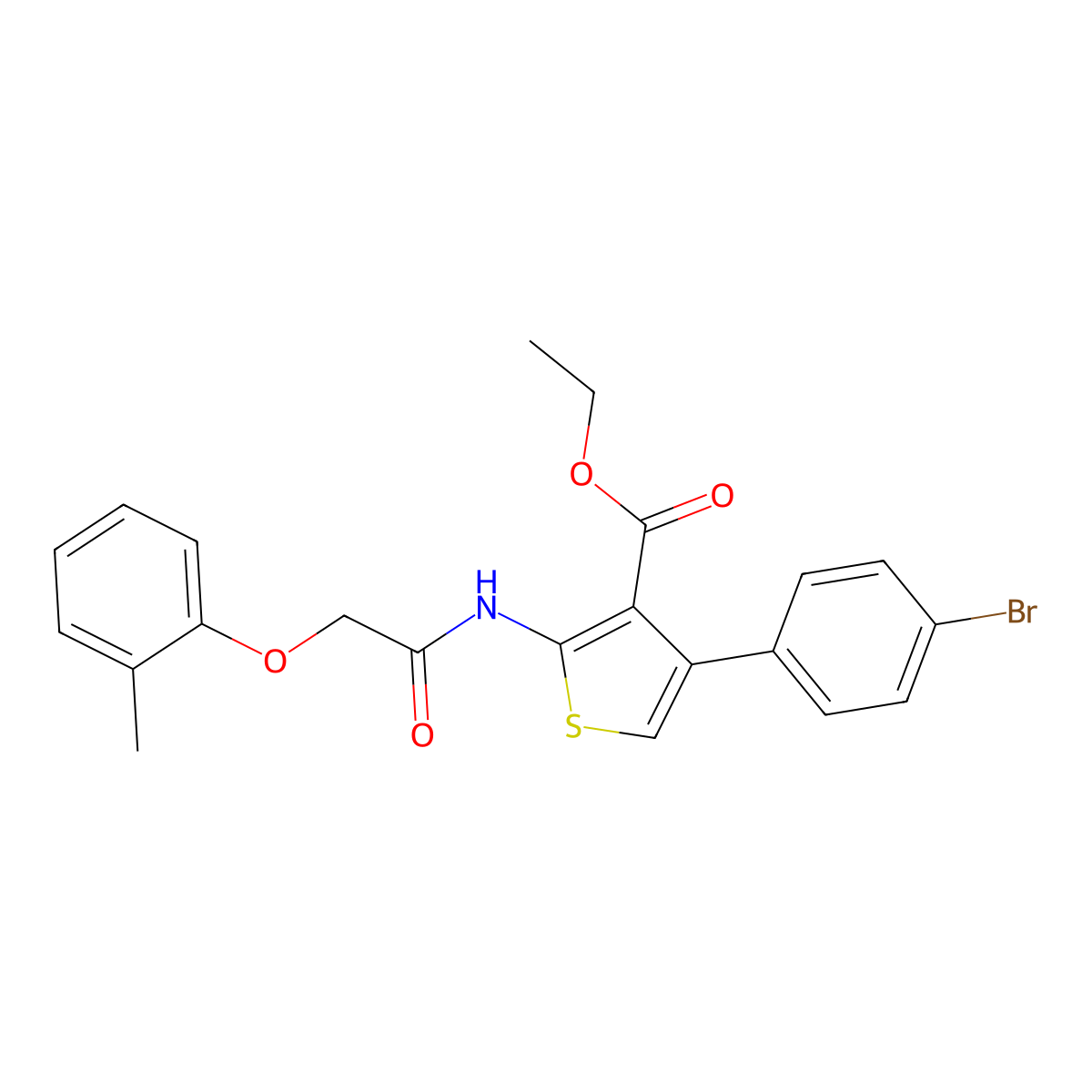 Ethyl 4-(4-bromophenyl)-2-[[2-(2-methylphenoxy)acetyl]amino]thiophene-3-carboxylate molecular structure, CAS 325729-96-2