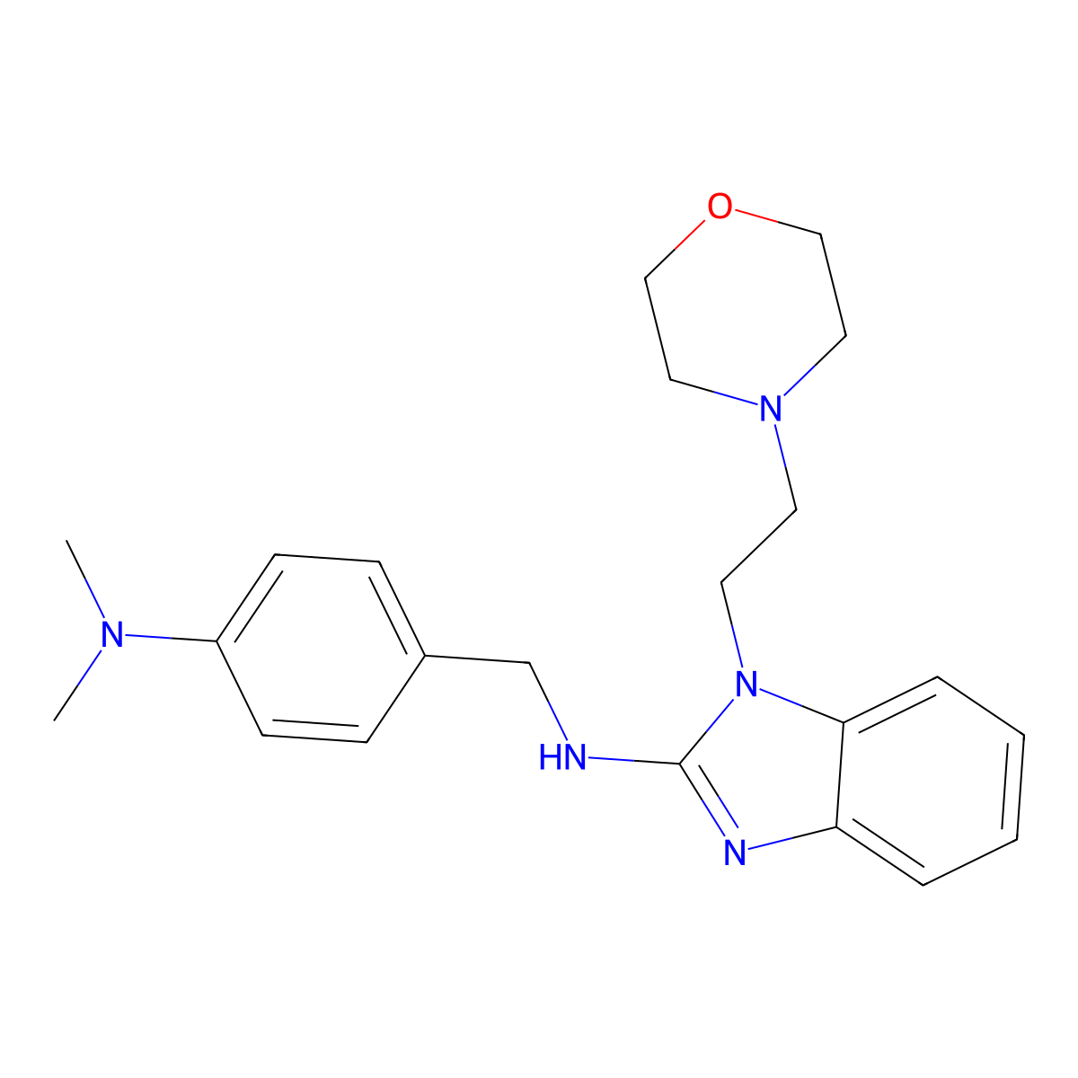 N-[4-(dimethylamino)benzyl]-1-[2-(morpholin-4-yl)ethyl]-1H-benzimidazol-2-amine molecular structure, CAS 325730-04-9