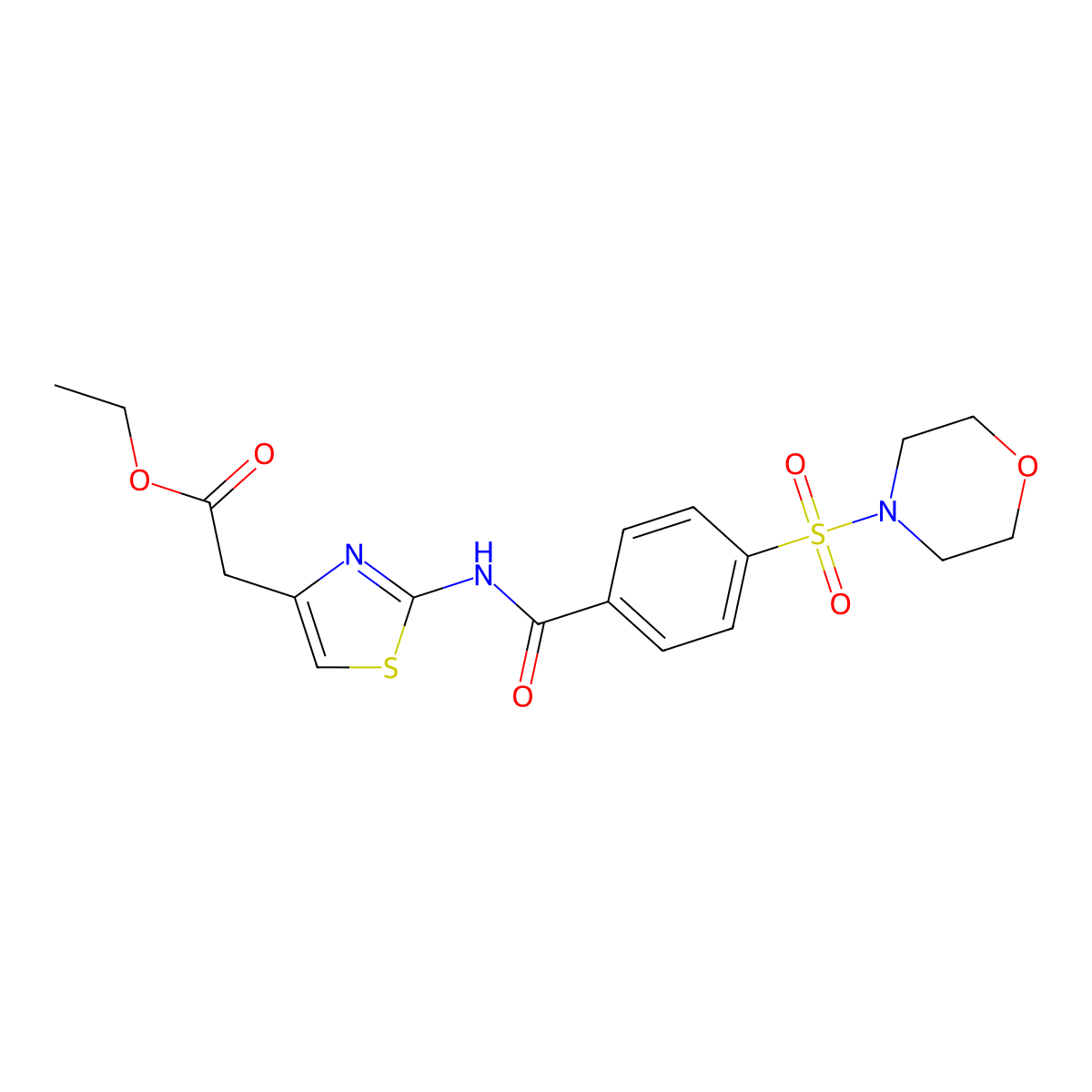 Ethyl 2-(2-(4-(morpholinosulfonyl)benzamido)thiazol-4-yl)acetate molecular structure, CAS 325730-44-7