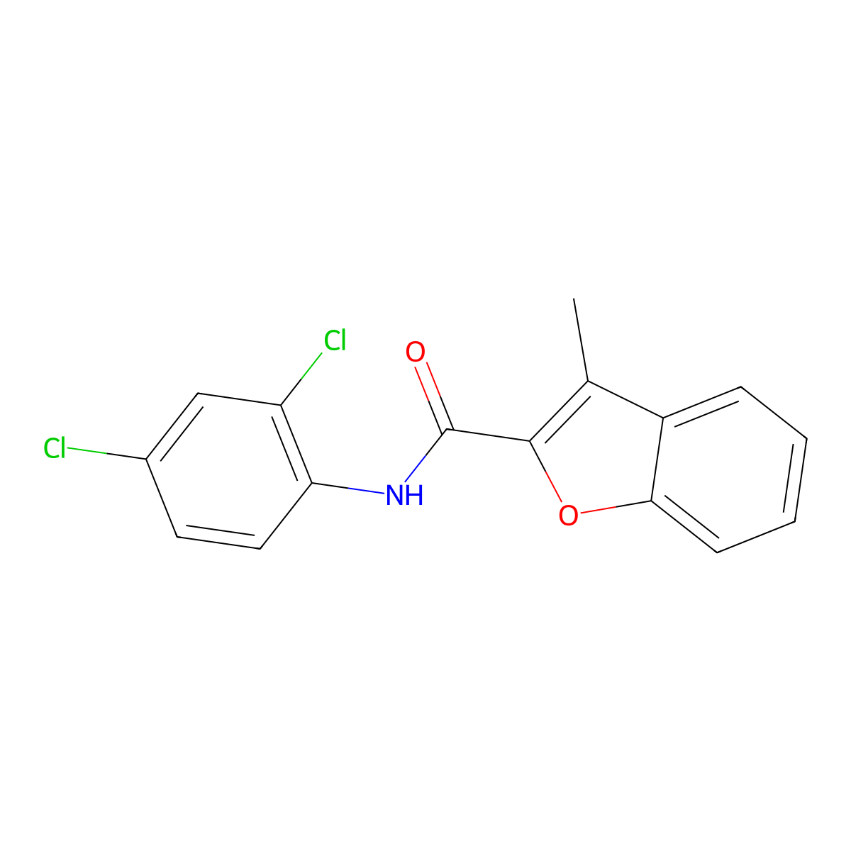 N-(2,4-dichlorophenyl)-3-methyl-1-benzofuran-2-carboxamide molecular structure, CAS 325730-80-1