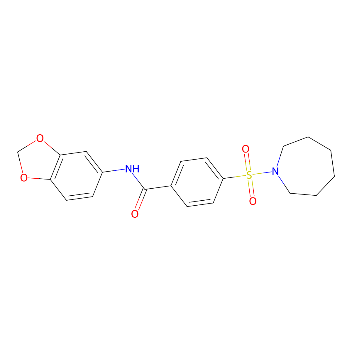 4-(azepan-1-ylsulfonyl)-N-(1,3-benzodioxol-5-yl)benzamide molecular structure, CAS 325731-77-9