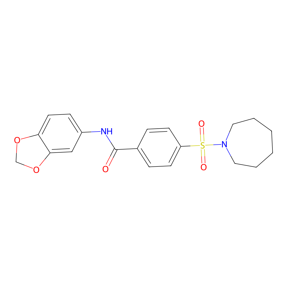 4-(azepan-1-ylsulfonyl)-N-(1,3-benzodioxol-5-yl)benzamide molecular structure, CAS 325731-77-9