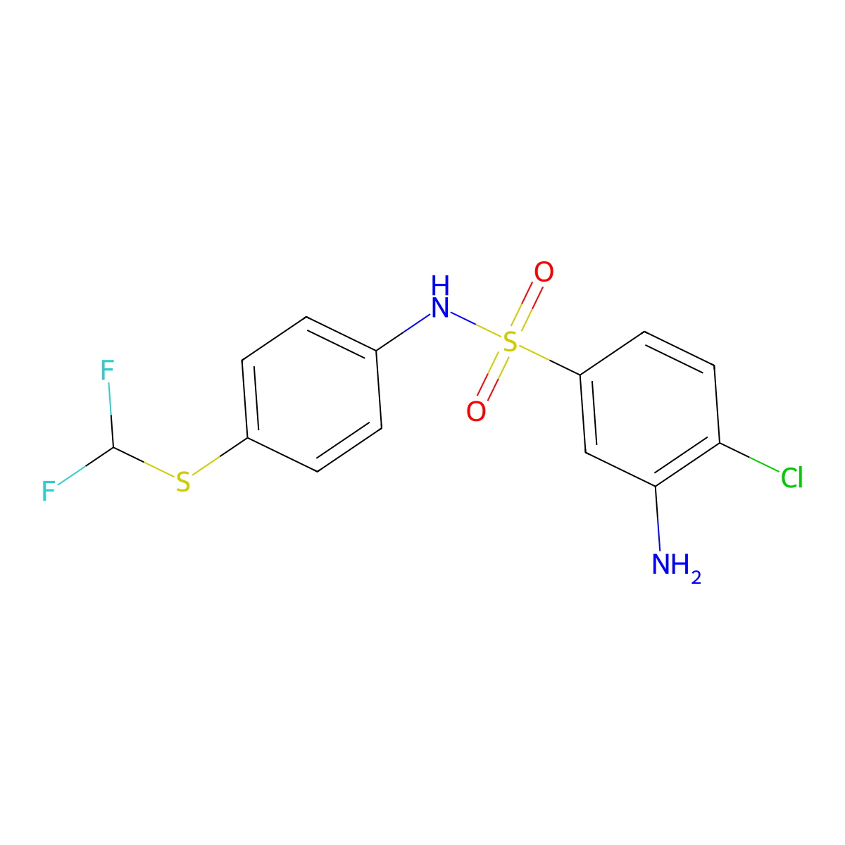 3-amino-4-chloro-N-{4-[(difluoromethyl)sulfanyl]phenyl}benzene-1-sulfonamide molecular structure, CAS 325732-19-2