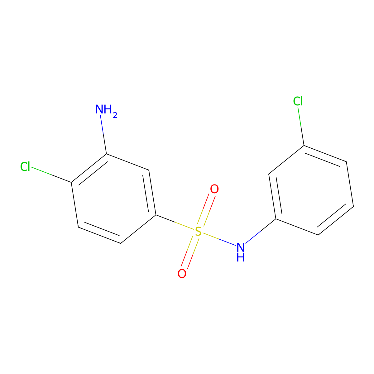 3-amino-4-chloro-N-(3-chlorophenyl)benzene-1-sulfonamide molecular structure, CAS 325732-24-9