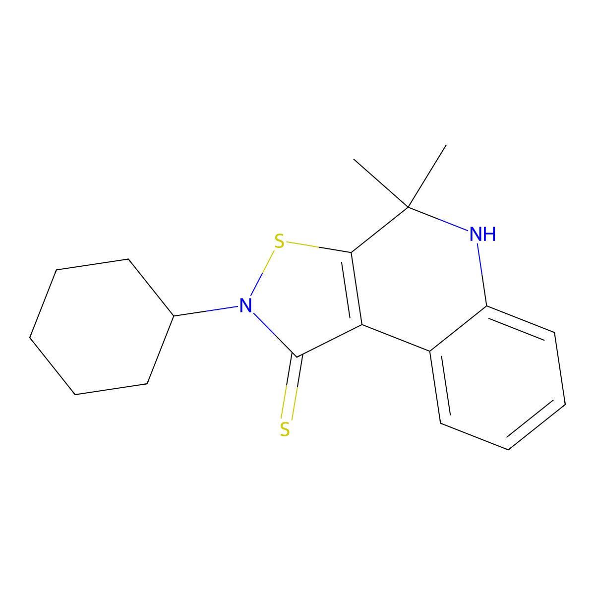 2-cyclohexyl-4,4-dimethyl-5H-[1,2]thiazolo[5,4-c]quinoline-1-thione molecular structure, CAS 325732-65-8