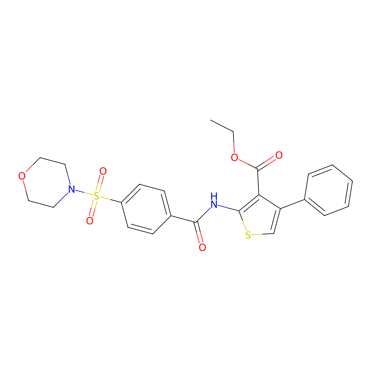 Ethyl 2-(4-(morpholinosulfonyl)benzamido)-4-phenylthiophene-3-carboxylate molecular structure, CAS 325732-85-2