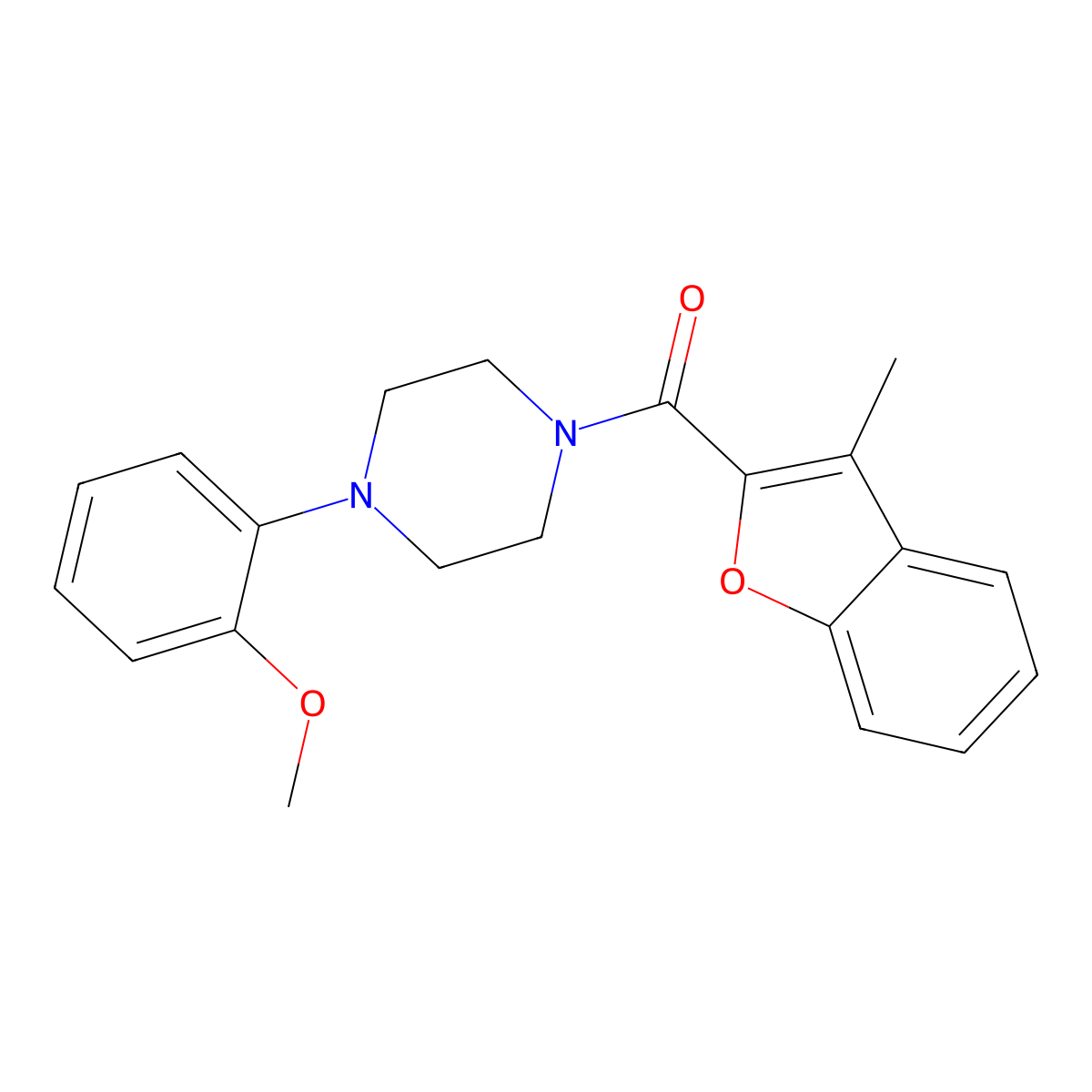 [4-(2-Methoxyphenyl)piperazin-1-yl]-(3-methyl-1-benzofuran-2-yl)methanone molecular structure, CAS 325733-77-5