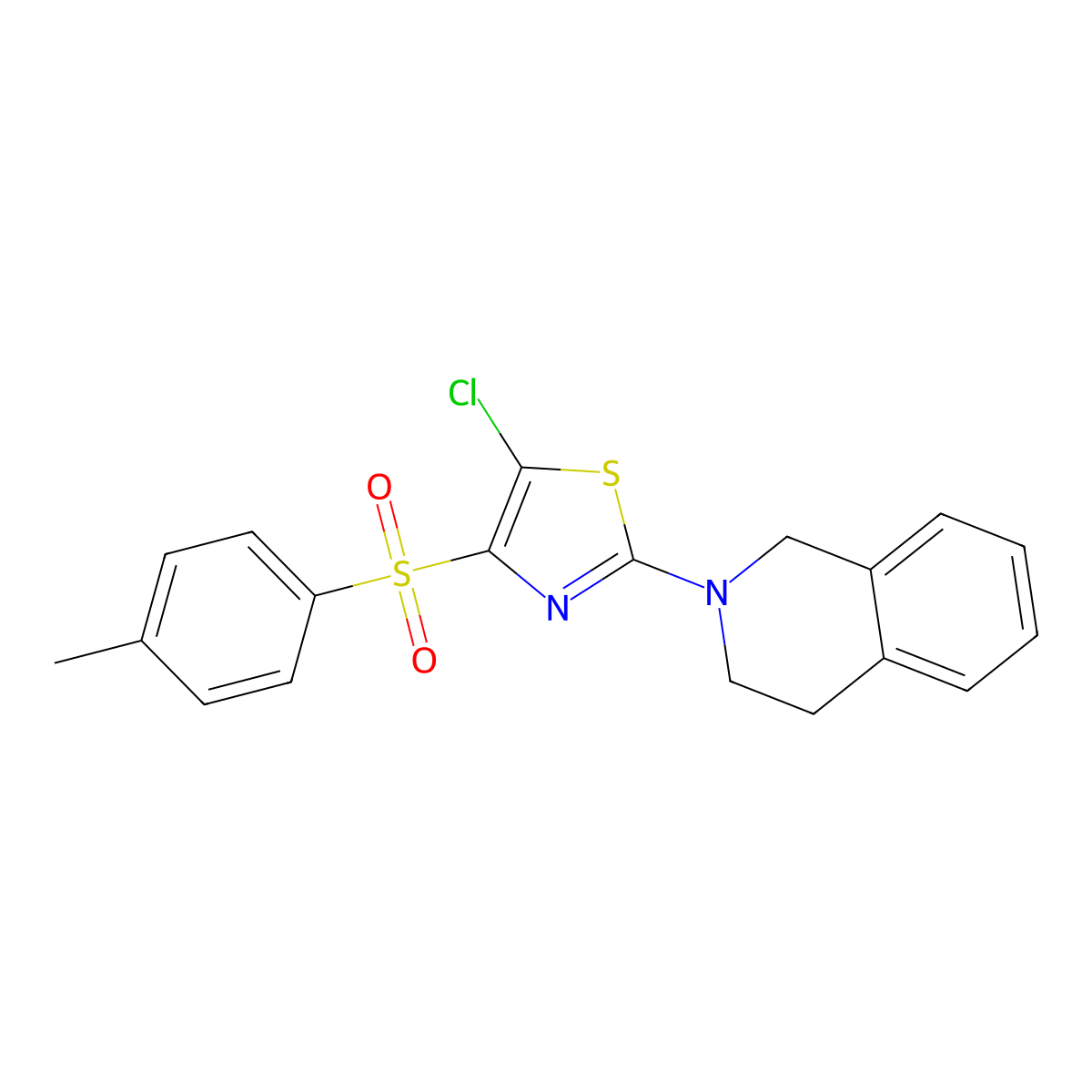 2-[5-Chloro-4-(4-methylbenzenesulfonyl)-1,3-thiazol-2-yl]-1,2,3,4-tetrahydroisoquinoline molecular structure, CAS 325733-80-0