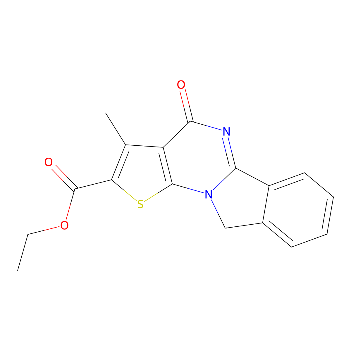 Ethyl 3-methyl-4-oxo-4,10-dihydrothieno[3',2':5,6]pyrimido[2,1-a]isoindole-2-carboxylate molecular structure, CAS 325733-81-1
