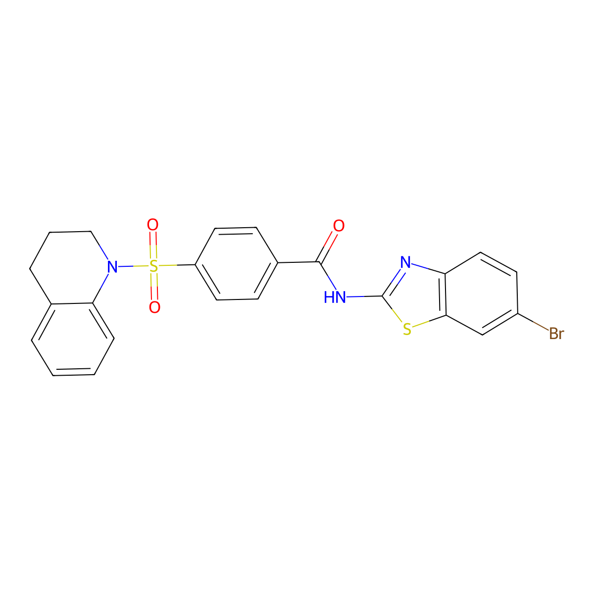 N-(6-bromobenzo[d]thiazol-2-yl)-4-((3,4-dihydroquinolin-1(2H)-yl)sulfonyl)benzamide molecular structure, CAS 325733-86-6