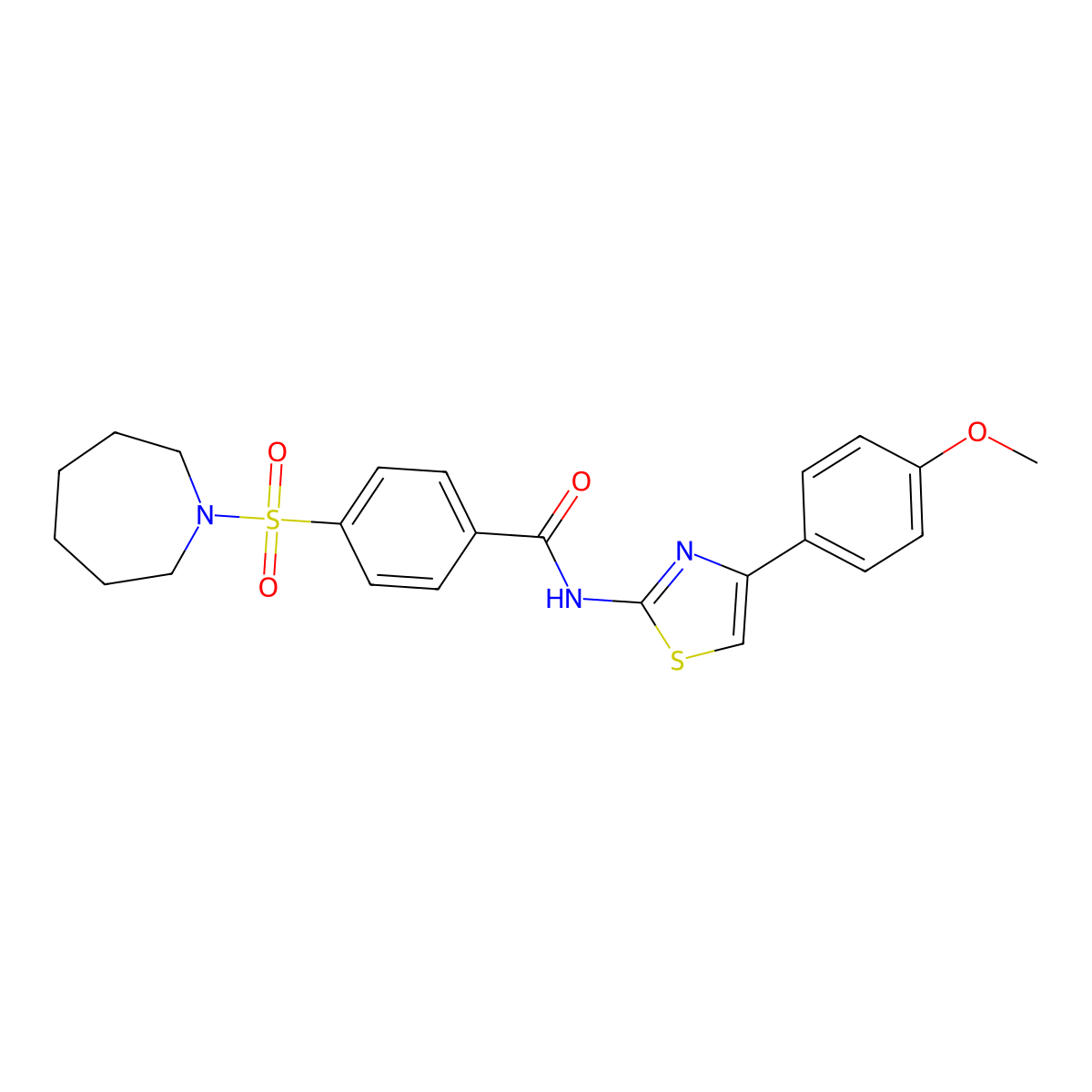 4-(azepan-1-ylsulfonyl)-N-[4-(4-methoxyphenyl)-1,3-thiazol-2-yl]benzamide molecular structure, CAS 325734-27-8
