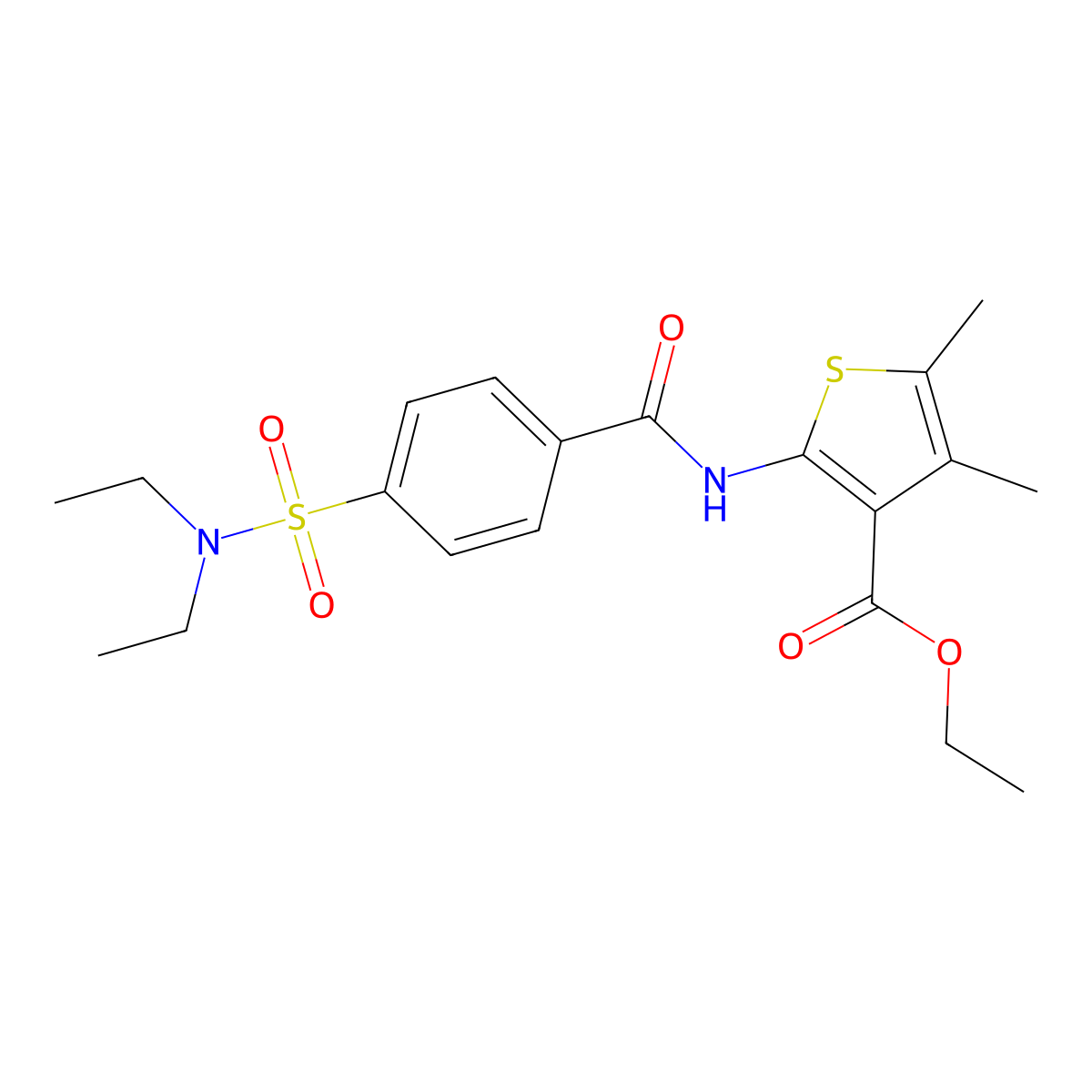Ethyl 2-[4-(diethylsulfamoyl)benzamido]-4,5-dimethylthiophene-3-carboxylate molecular structure, CAS 325734-52-9