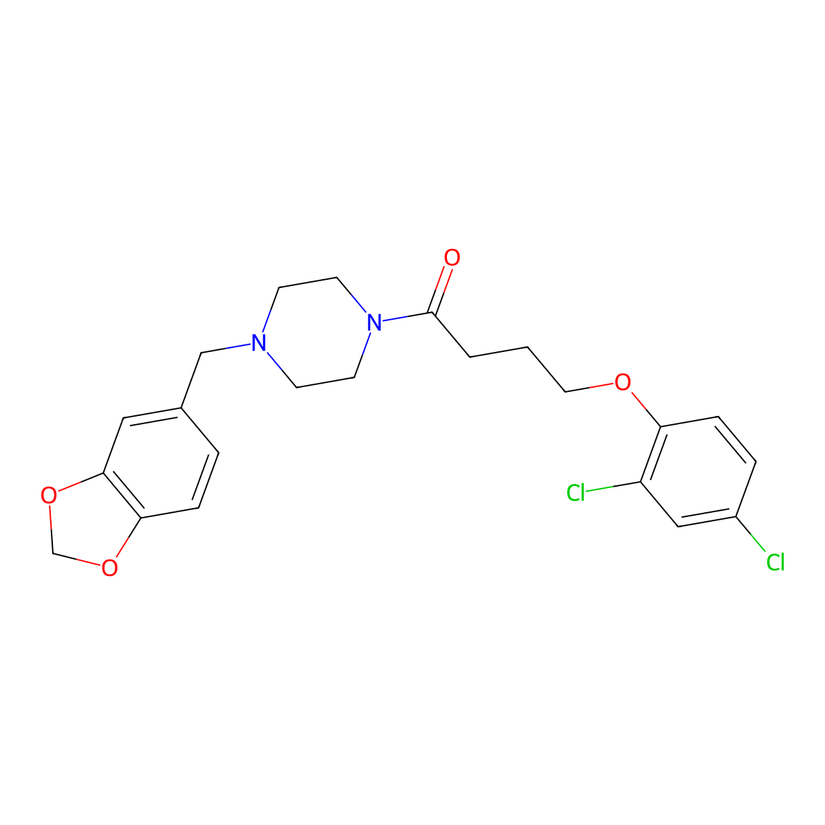 1-[4-(1,3-Benzodioxol-5-ylmethyl)piperazin-1-yl]-4-(2,4-dichlorophenoxy)butan-1-one molecular structure, CAS 325735-75-9