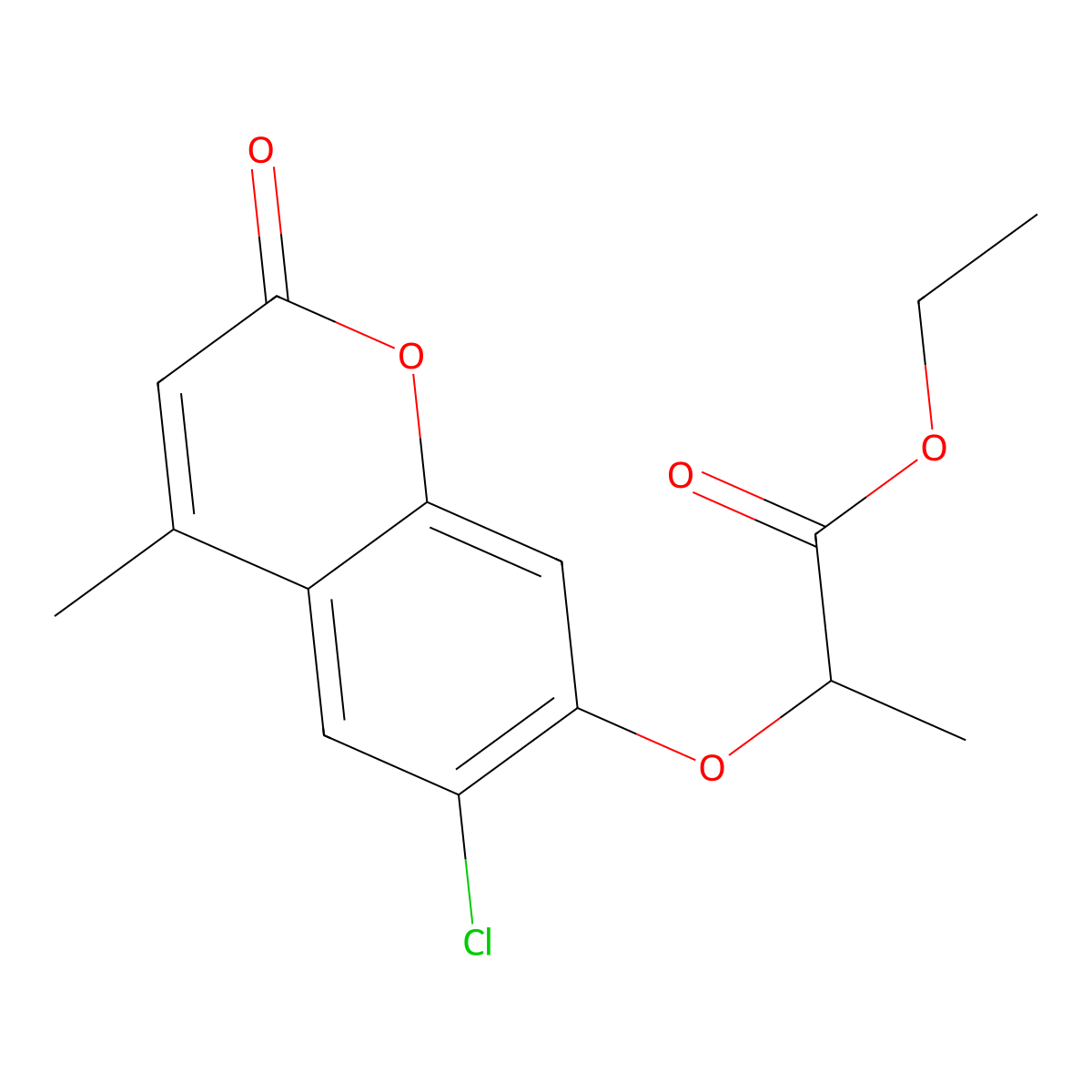 ethyl 2-[(6-chloro-4-methyl-2-oxo-2H-chromen-7-yl)oxy]propanoate molecular structure, CAS 325737-56-2
