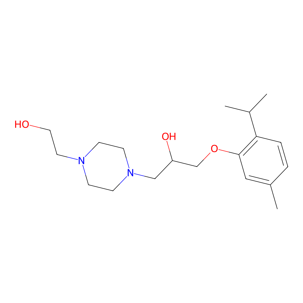 1-[4-(2-Hydroxyethyl)piperazin-1-yl]-3-[5-methyl-2-(propan-2-yl)phenoxy]propan-2-ol molecular structure, CAS 325737-57-3