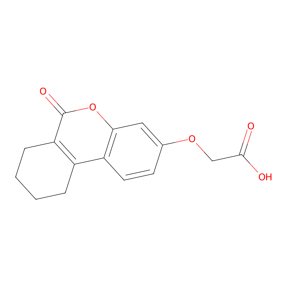 2-((6-oxo-6H,7H,8H,9H,10H-cyclohexa(c)chromen-3-yl)oxy)acetic acid molecular structure, CAS 325737-63-1