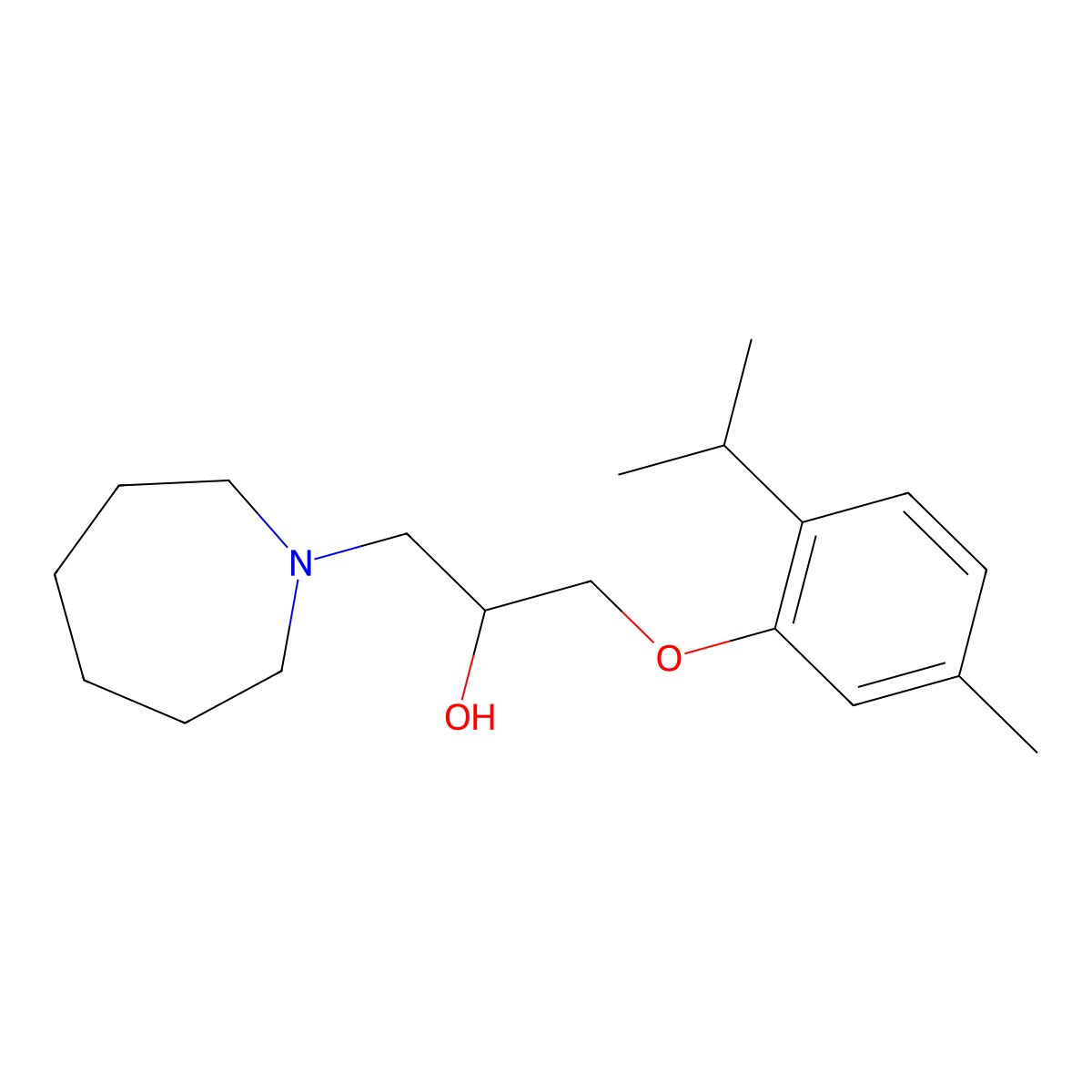 1-(1-Azepanyl)-3-(2-isopropyl-5-methylphenoxy)-2-propanol molecular structure, CAS 325738-05-4