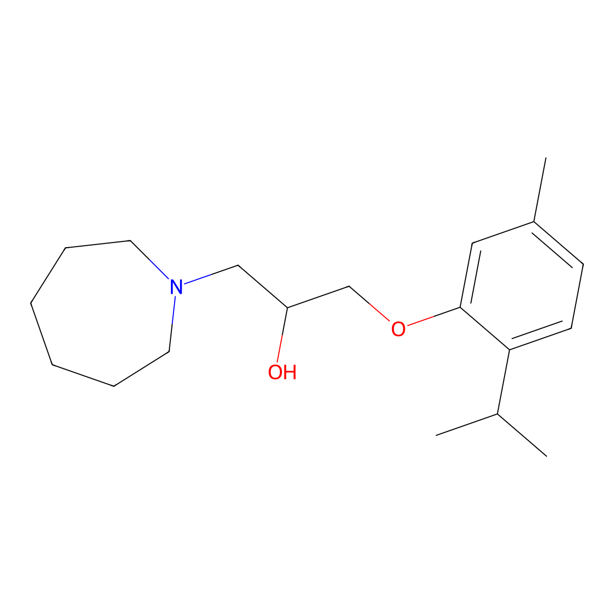 1-(1-Azepanyl)-3-(2-isopropyl-5-methylphenoxy)-2-propanol molecular structure, CAS 325738-05-4