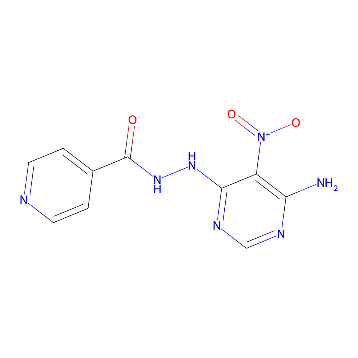 N'-(6-amino-5-nitropyrimidin-4-yl)pyridine-4-carbohydrazide molecular structure, CAS 325738-40-7