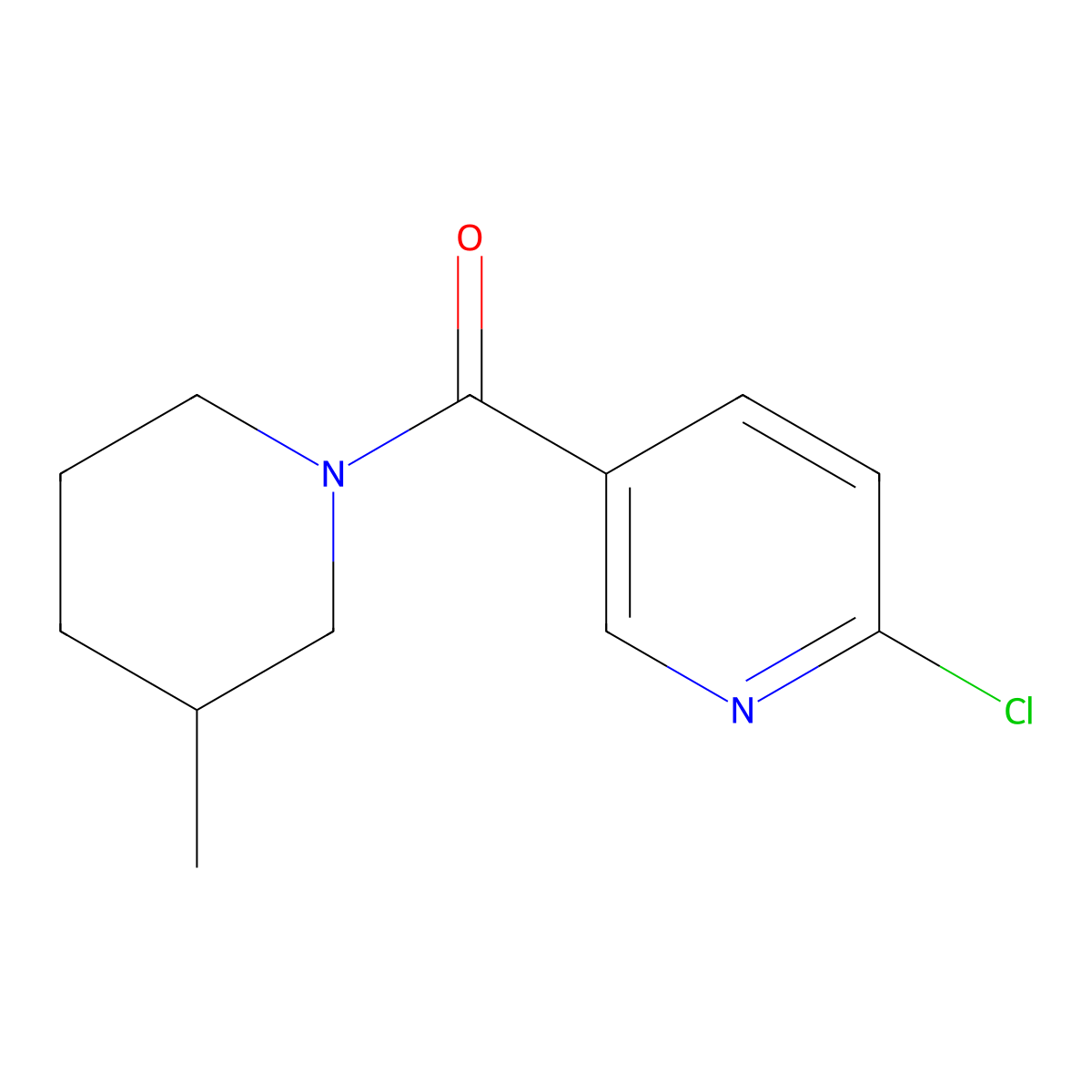 2-Chloro-5-(3-methylpiperidine-1-carbonyl)pyridine molecular structure, CAS 325738-95-2