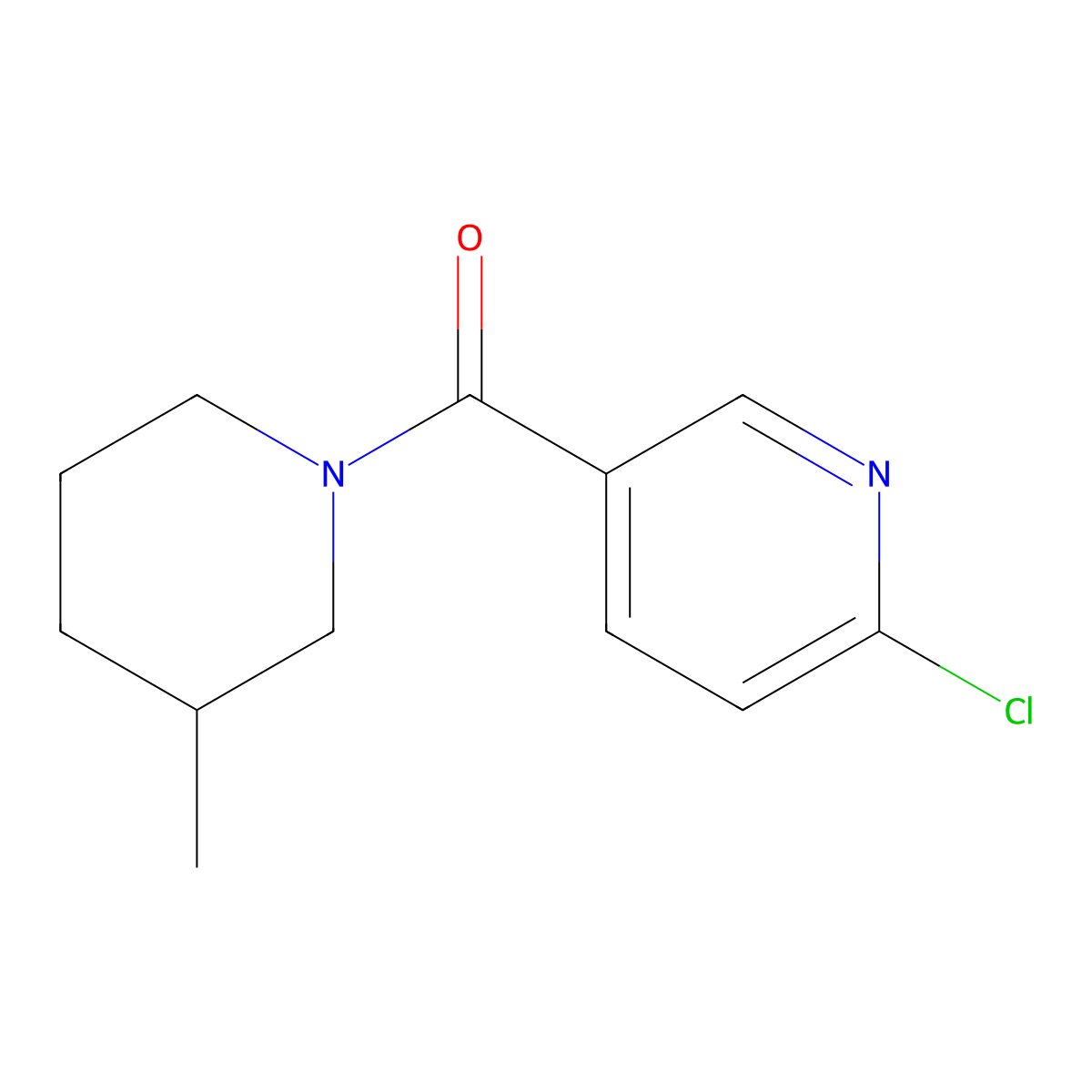 2-Chloro-5-(3-methylpiperidine-1-carbonyl)pyridine molecular structure, CAS 325738-95-2
