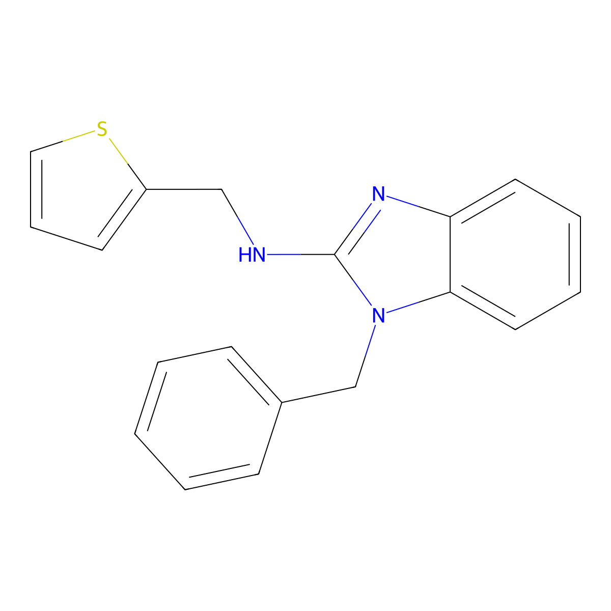 1-benzyl-N-(2-thienylmethyl)-1H-benzimidazol-2-amine molecular structure, CAS 325739-33-1