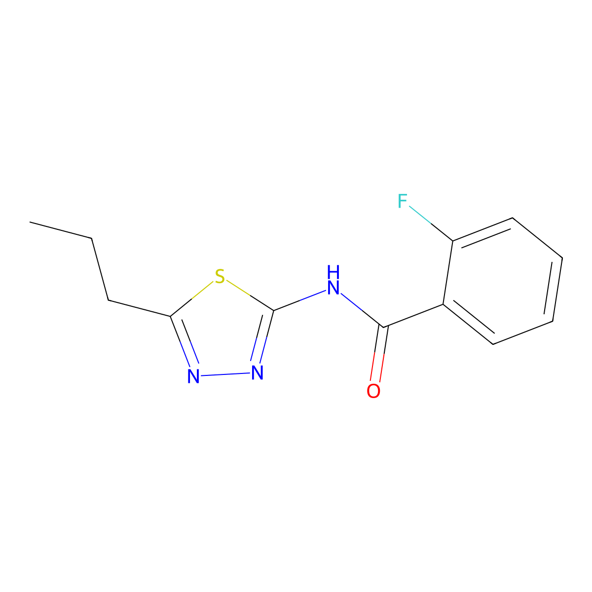 2-fluoro-N-(5-propyl-1,3,4-thiadiazol-2-yl)benzamide molecular structure, CAS 325739-66-0