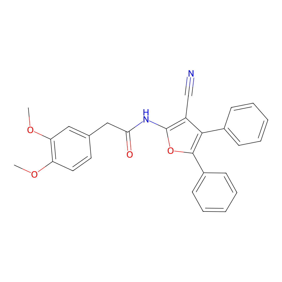 N-(3-cyano-4,5-diphenylfuran-2-yl)-2-(3,4-dimethoxyphenyl)acetamide molecular structure, CAS 325739-76-2