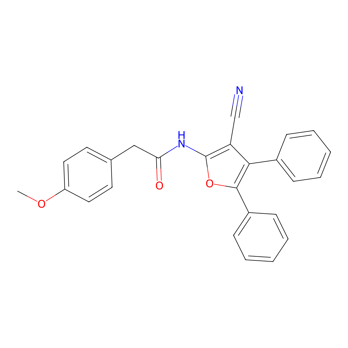 N-(3-cyano-4,5-diphenylfuran-2-yl)-2-(4-methoxyphenyl)acetamide molecular structure, CAS 325739-78-4