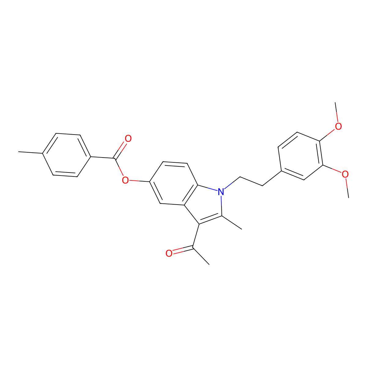 3-acetyl-1-[2-(3,4-dimethoxyphenyl)ethyl]-2-methyl-1H-indol-5-yl 4-methylbenzoate molecular structure, CAS 325739-86-4