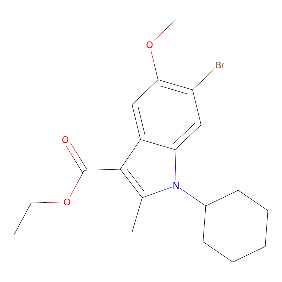 ethyl 6-bromo-1-cyclohexyl-5-methoxy-2-methyl-1H-indole-3-carboxylate molecular structure, CAS 325739-89-7