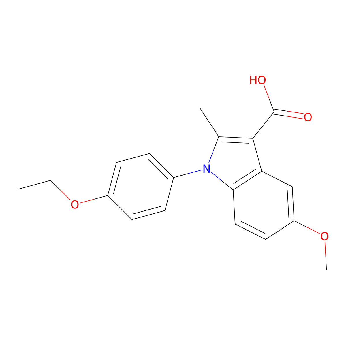 1-(4-ethoxyphenyl)-5-methoxy-2-methyl-1H-indole-3-carboxylic acid molecular structure, CAS 325739-92-2