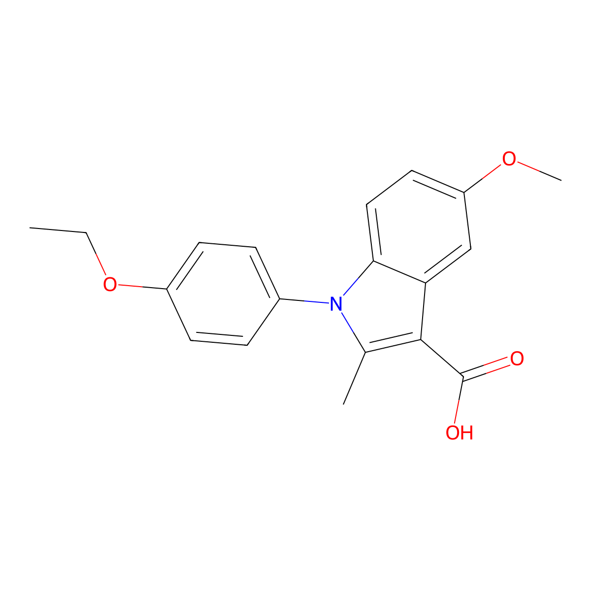 1-(4-ethoxyphenyl)-5-methoxy-2-methyl-1H-indole-3-carboxylic acid molecular structure, CAS 325739-92-2