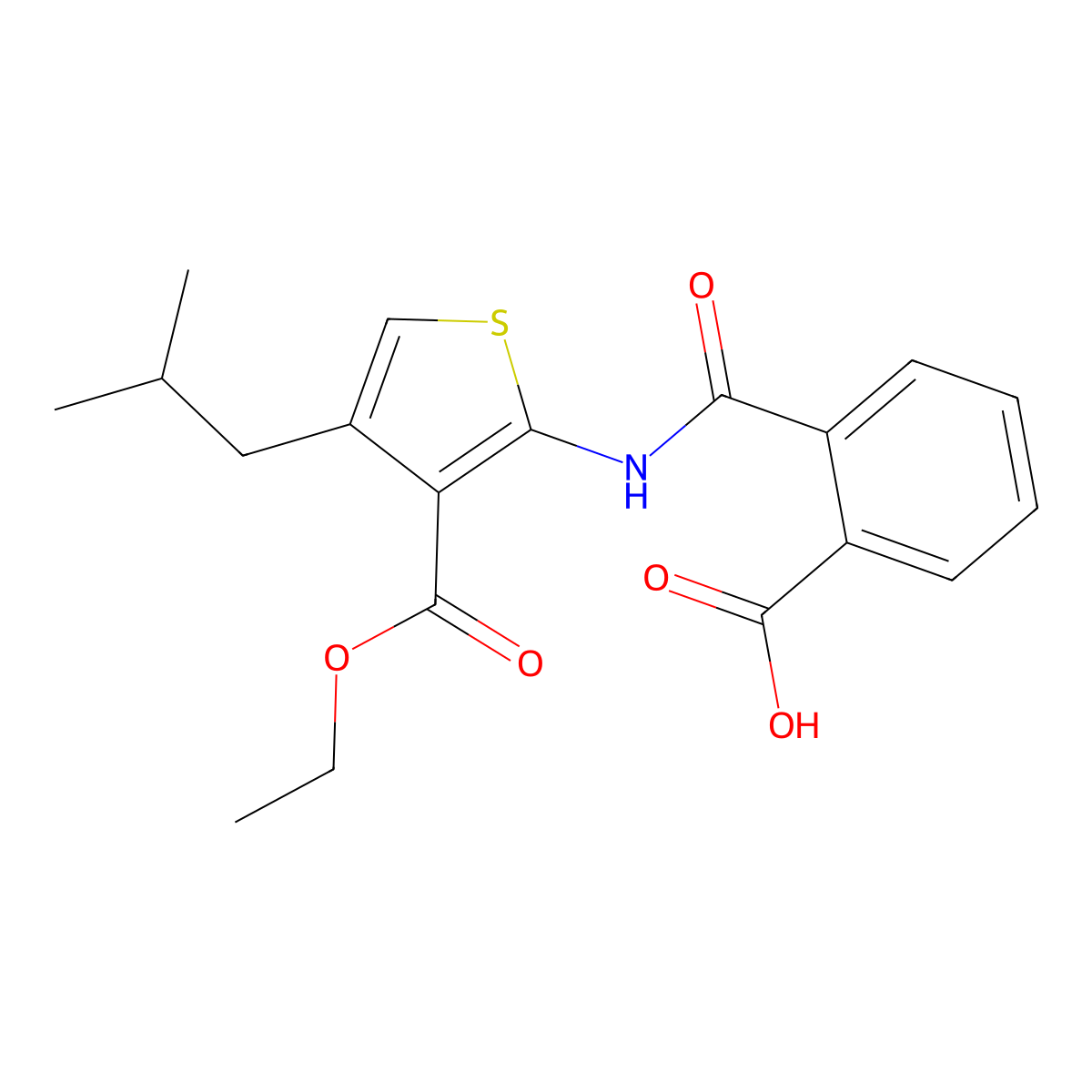 2-[[3-Ethoxycarbonyl-4-(2-methylpropyl)thiophen-2-yl]carbamoyl]benzoic acid molecular structure, CAS 325739-96-6