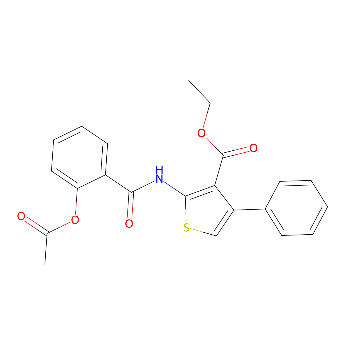 Ethyl 2-[(2-acetyloxybenzoyl)amino]-4-phenylthiophene-3-carboxylate molecular structure, CAS 325740-13-4