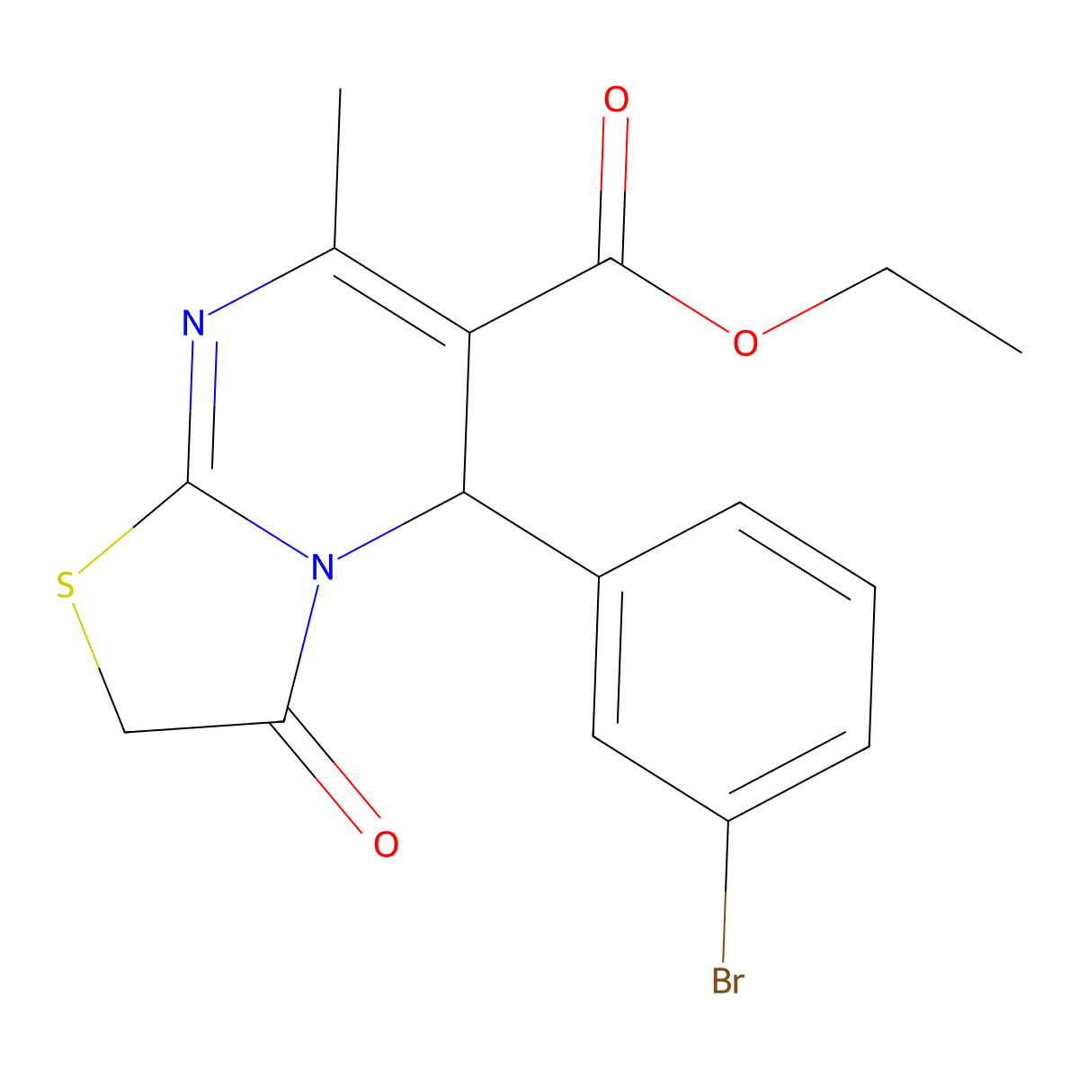 ethyl 5-(3-bromophenyl)-7-methyl-3-oxo-5H-[1,3]thiazolo[3,2-a]pyrimidine-6-carboxylate molecular structure, CAS 325740-14-5