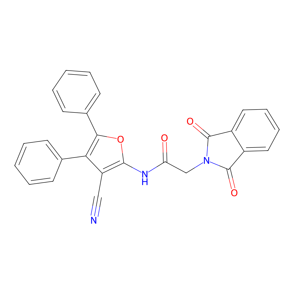 N-(3-cyano-4,5-diphenylfuran-2-yl)-2-(1,3-dioxoisoindol-2-yl)acetamide molecular structure, CAS 325740-15-6