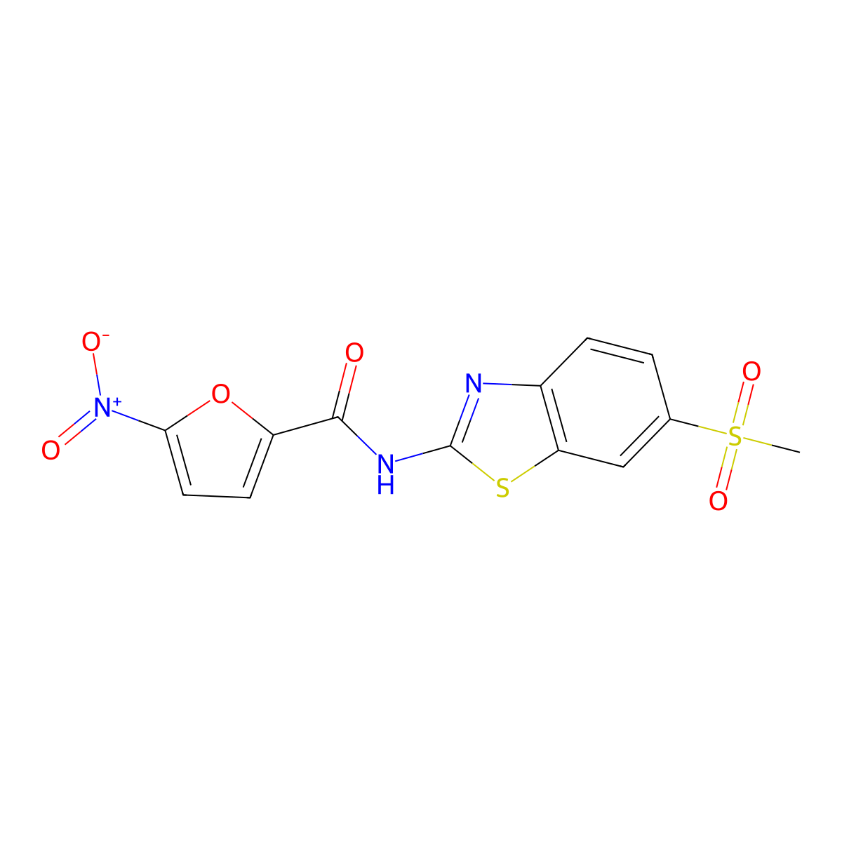 N-(6-(methylsulfonyl)benzo[d]thiazol-2-yl)-5-nitrofuran-2-carboxamide molecular structure, CAS 325741-32-0