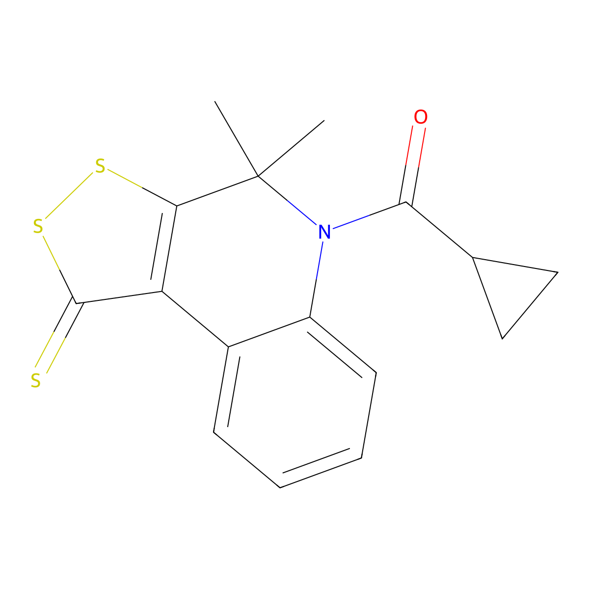5-(cyclopropylcarbonyl)-4,4-dimethyl-4,5-dihydro-1H-[1,2]dithiolo[3,4-c]quinoline-1-thione molecular structure, CAS 325742-50-5