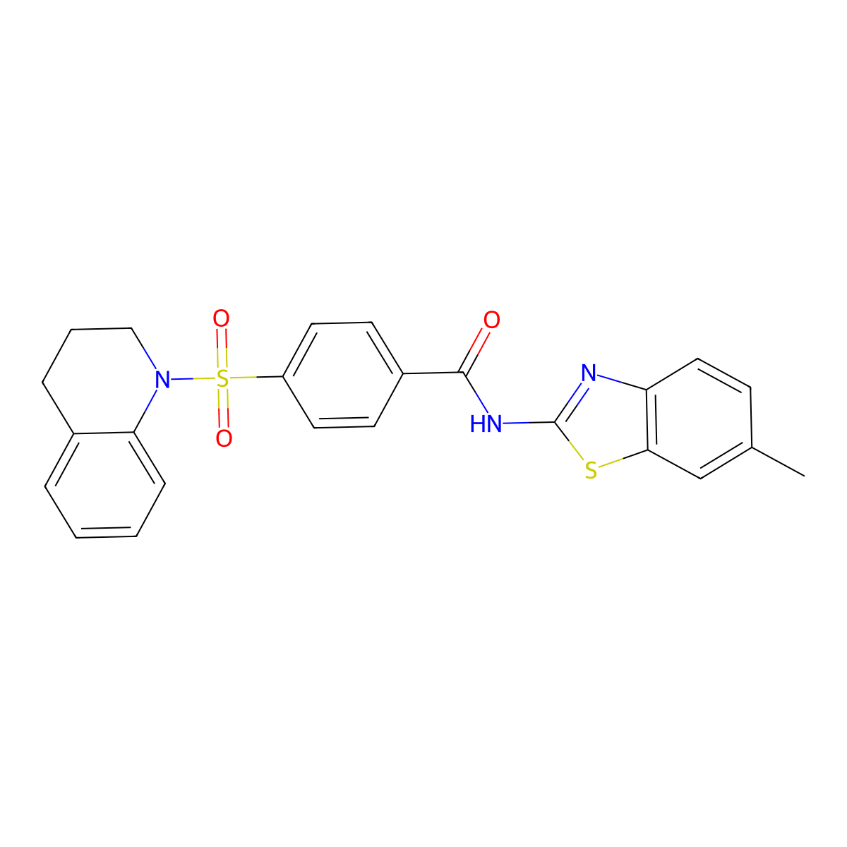 N-(6-methyl-1,3-benzothiazol-2-yl)-4-(1,2,3,4-tetrahydroquinoline-1-sulfonyl)benzamide molecular structure, CAS 325742-82-3